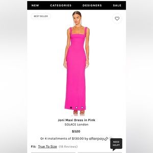 Solace London Joni Maxi Dress- Hot Pink